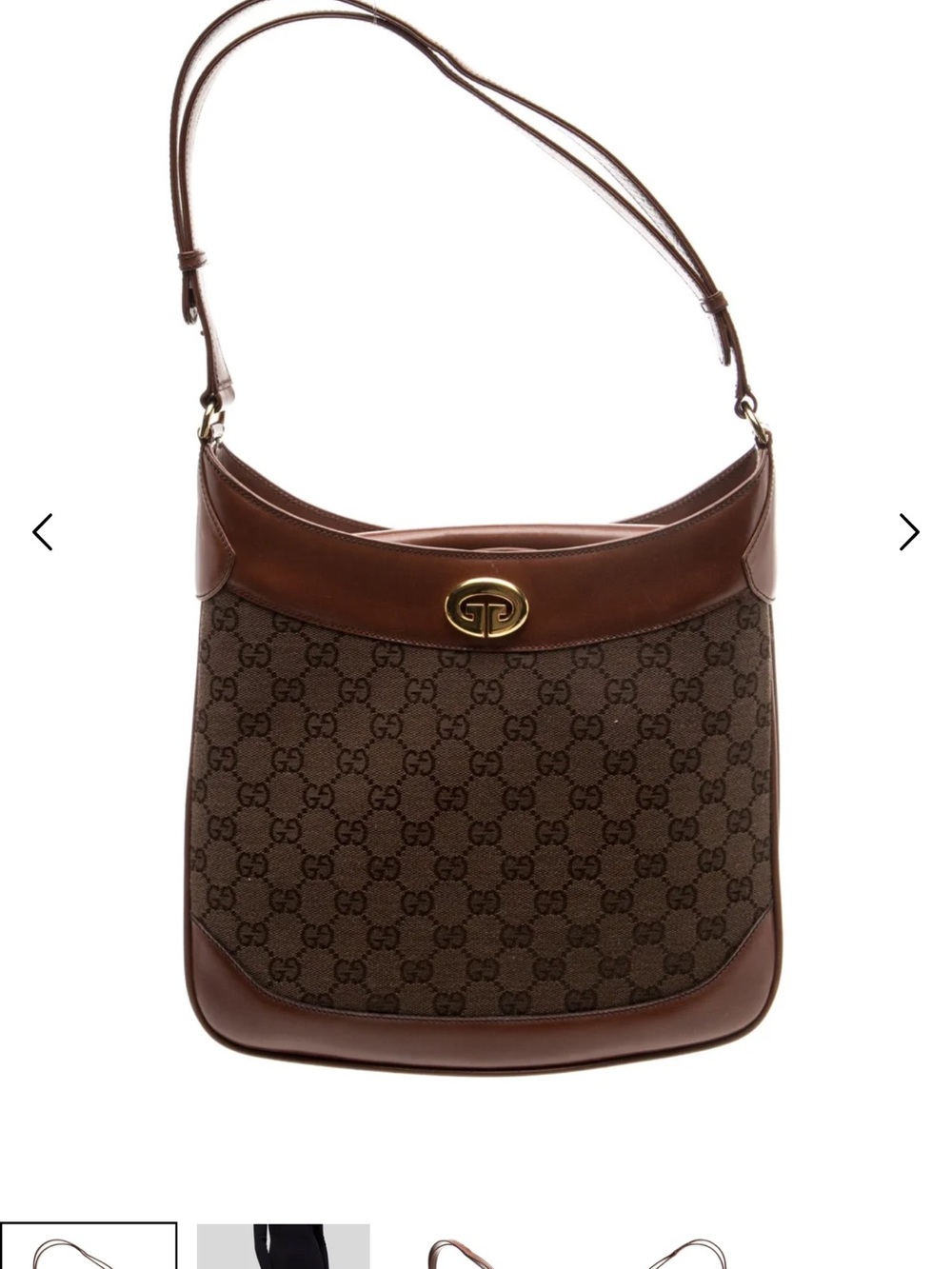 Gucci Brown GG Canvas Shoulder Bag with Leather Trim